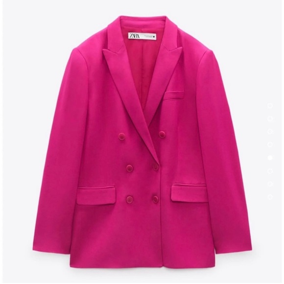 Zara Fuchsia Pink Flowy Blazer & Pajama Pant Set Size Small - Picture 2 of 12